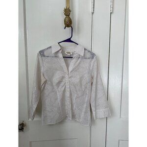 Talbots petites women’s size 10 white textured blouse